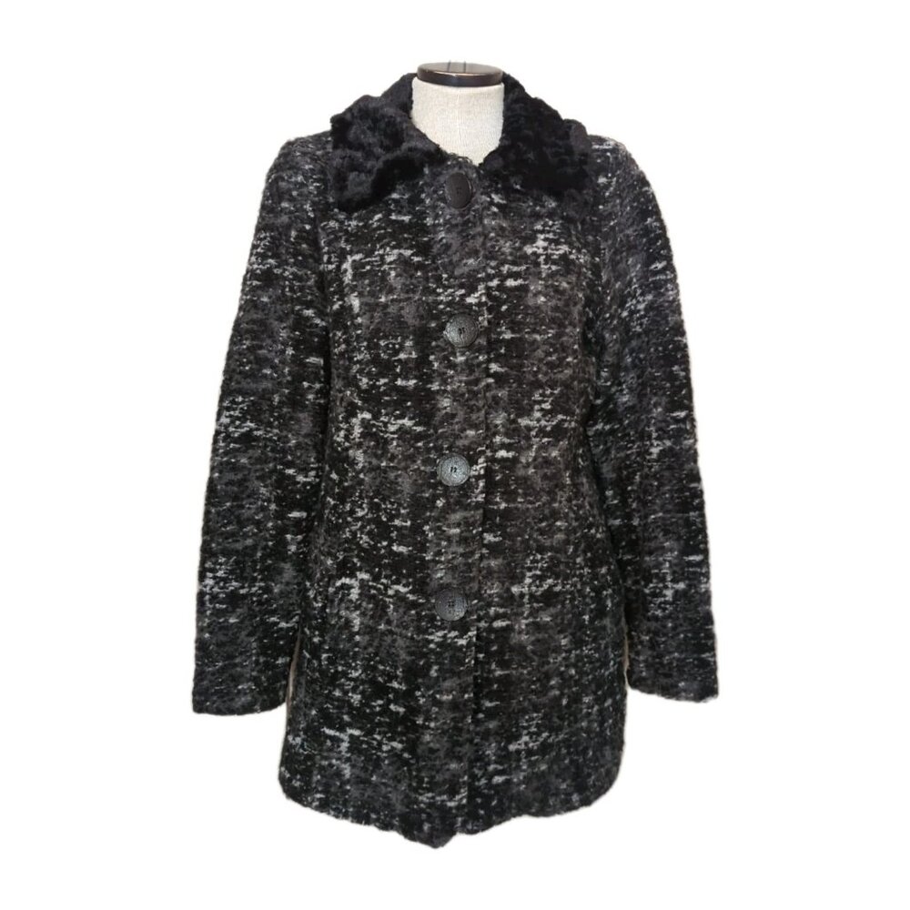 Maria Sole Italy Cardigan Sweater Jacket Woman's M Black White Wool Blend -lp